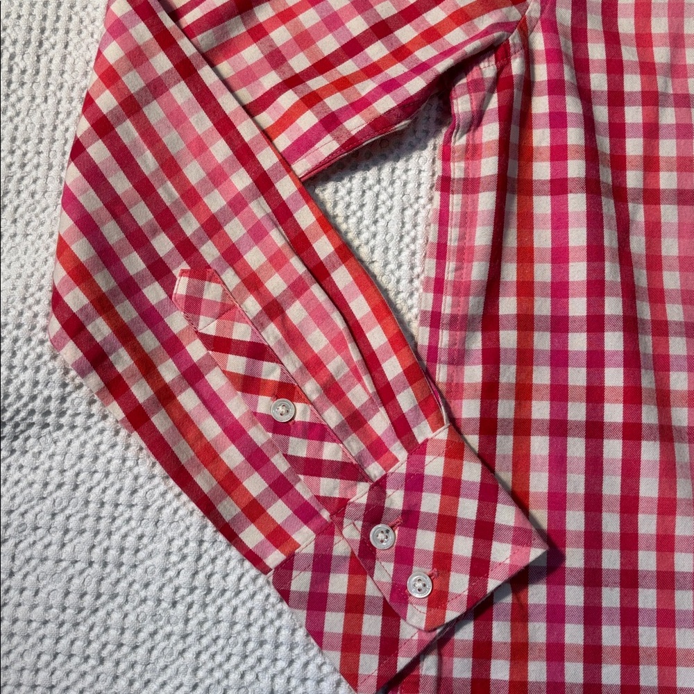 Vineyard Vines Red & Pink Plaid Button Down Shirt, Cashmere Cotton, Size 00, EUC - Picture 5 of 12